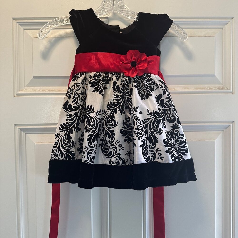 Jona Michelle Girls Party Dress Print Black/White/Red  Size 2T